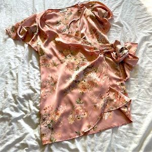 Floral Silky Side Tie Dress